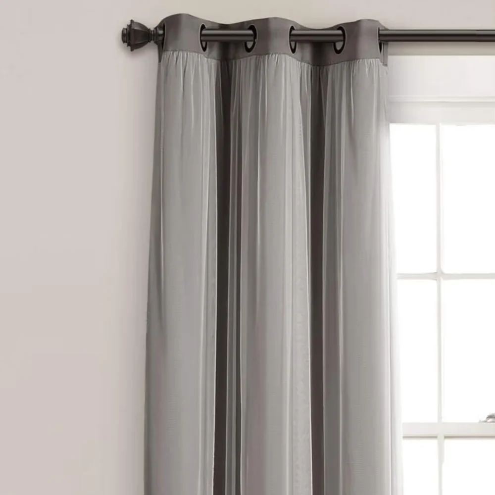 Elegant Gray and White Curtain Set